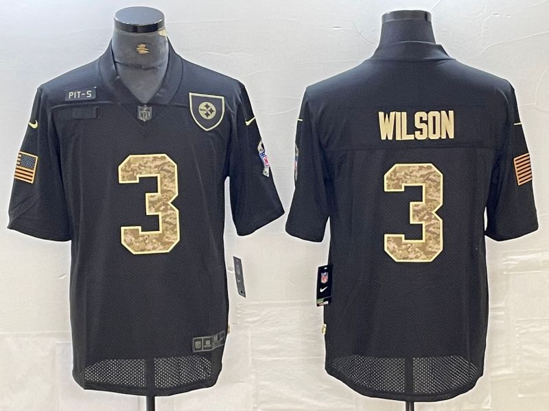 Men Pittsburgh Steelers #3 Wilson Black Camo 2024 Nike Limited NFL Jersey